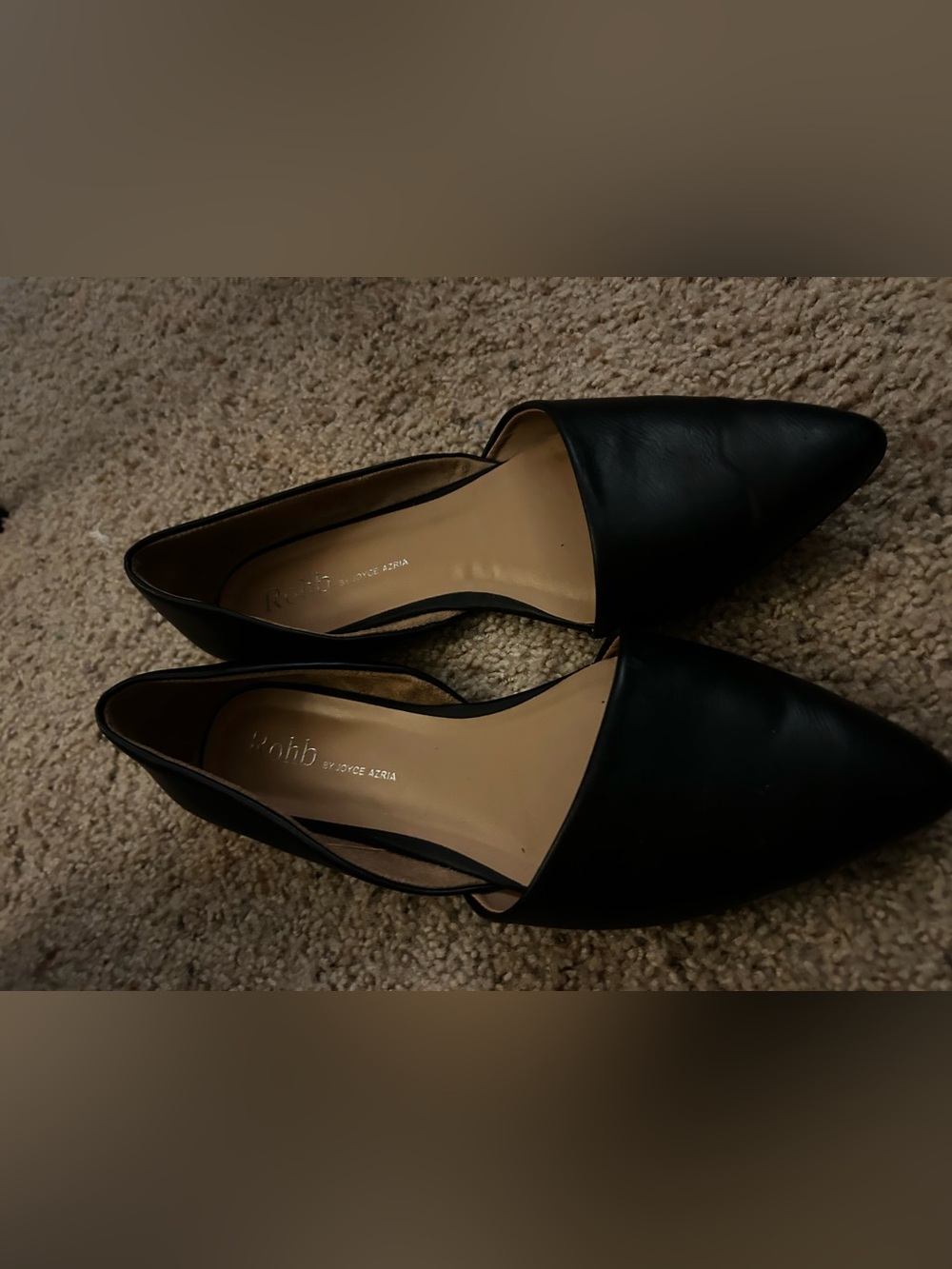 Black Leather Women's Pointed-Toe Flats